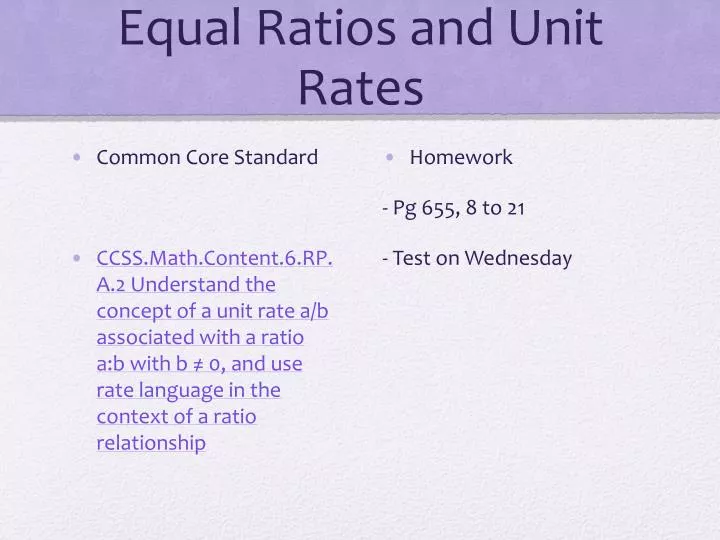 equal ratios and unit rates