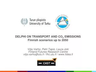 DELPHI ON TRANSPORT AND CO 2 EMISSIONS Finnish scenarios up to 2050