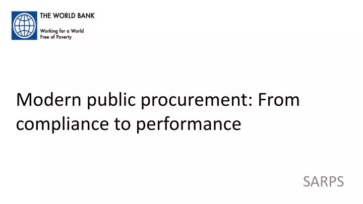 modern public procurement from compliance to performance