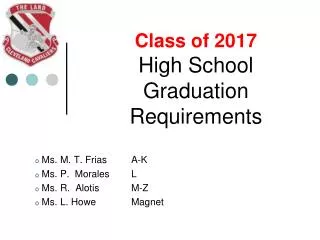 Class of 2017 High School Graduation Requirements