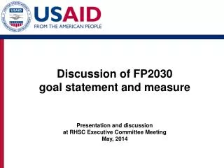 Discussion of FP2030 goal statement and measure