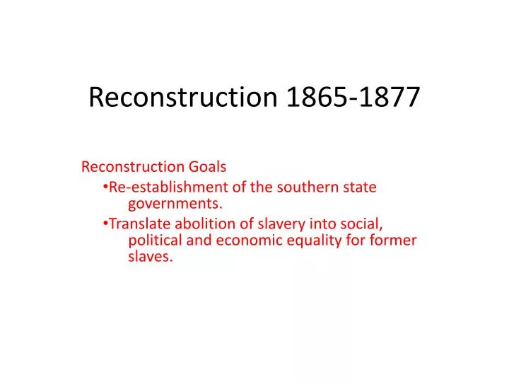reconstruction 1865 1877