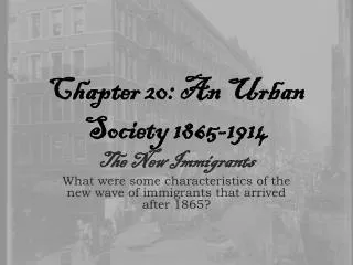 Chapter 20: An Urban Society 1865-1914