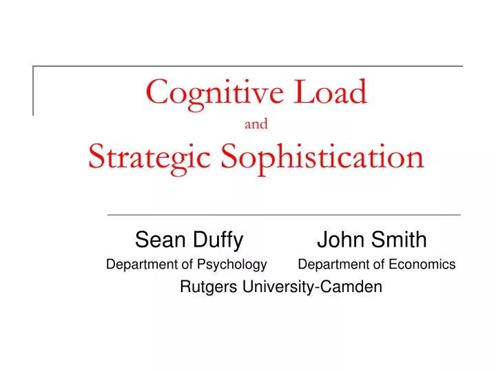 cognitive load and strategic sophistication