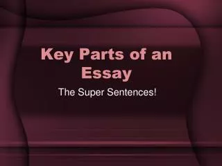 Key Parts of an Essay