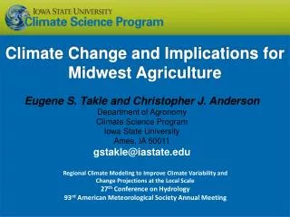 Climate Change and Implications for Midwest Agriculture