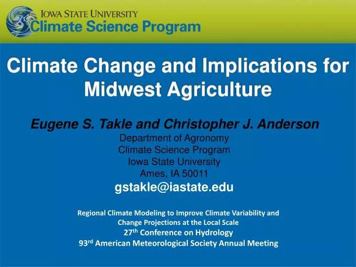 climate change and implications for midwest agriculture