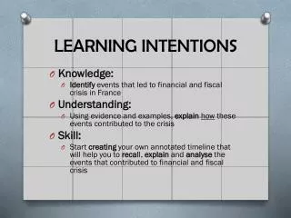 LEARNING INTENTIONS