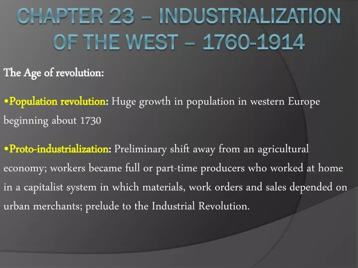chapter 23 industrialization of the west 1760 1914