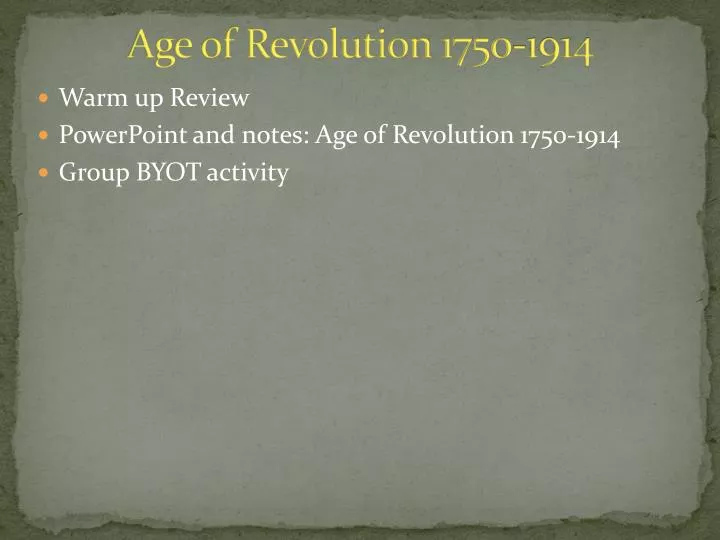 age of revolution 1750 1914