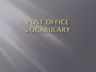 Post Office Vocabulary