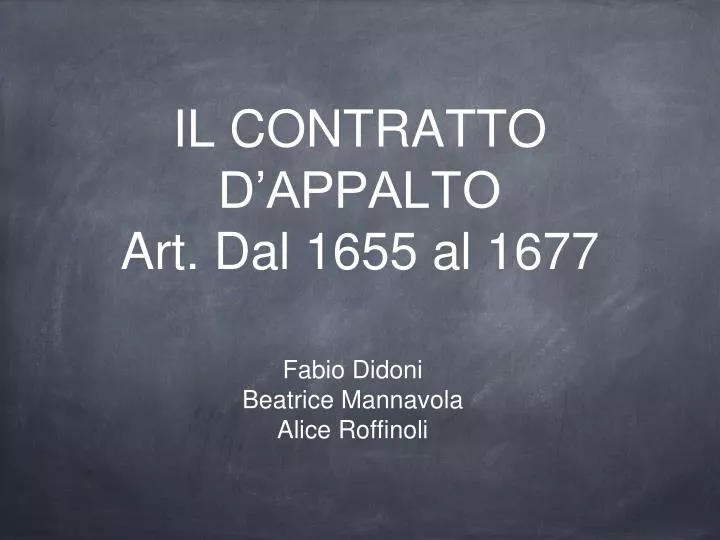 il contratto d appalto art dal 1655 al 1677