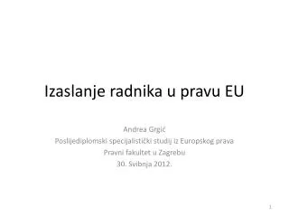 izaslanje radnika u pravu eu