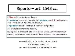 riporto art 1548 cc