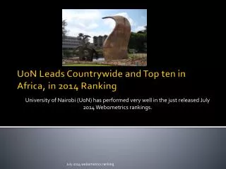 UoN Leads Countrywide and Top ten in Africa, in 2014 Ranking