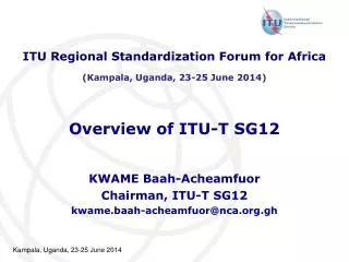 Overview of ITU-T SG12