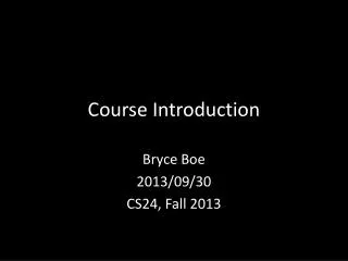 Course Introduction