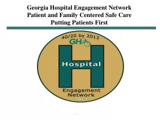 Georgia Hospital Engagement Network Patient and Family Centered Safe Care Putting Patients First