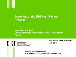 NIH OBSSR Summer Institute July 2012