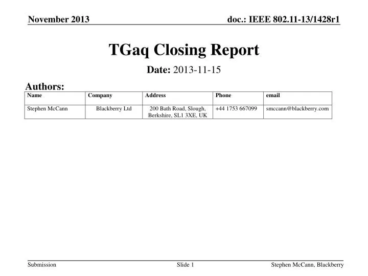 tgaq closing report