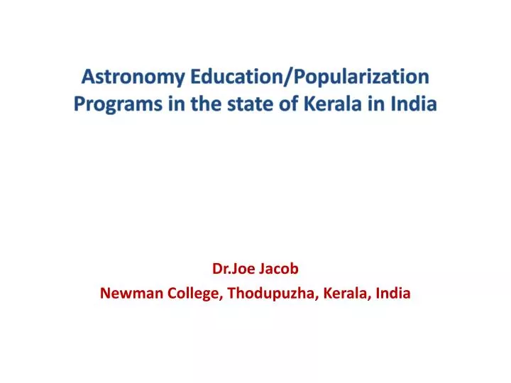 astronomy education popularization programs in the state of kerala in india