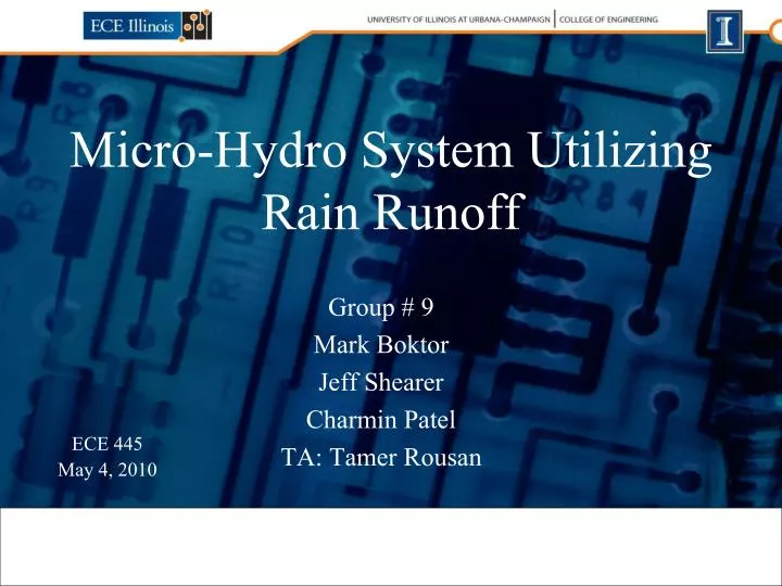 micro hydro system utilizing rain runoff
