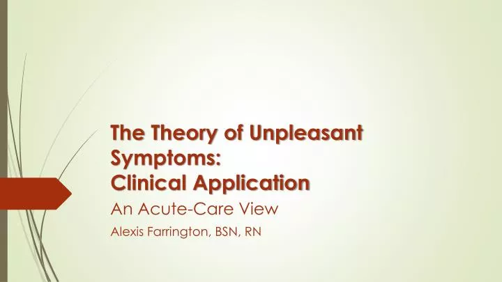 the theory of unpleasant symptoms clinical application