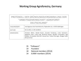 Working Group Agroforestry , Germany