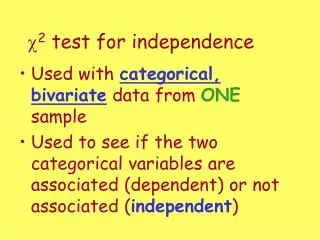 c 2 test for independence