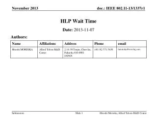 HLP Wait Time