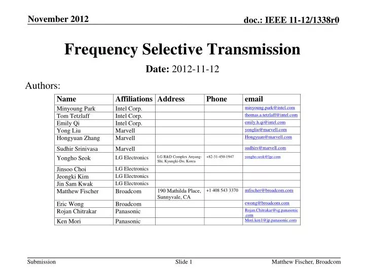 frequency selective transmission