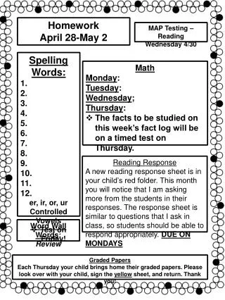 Homework April 28-May 2