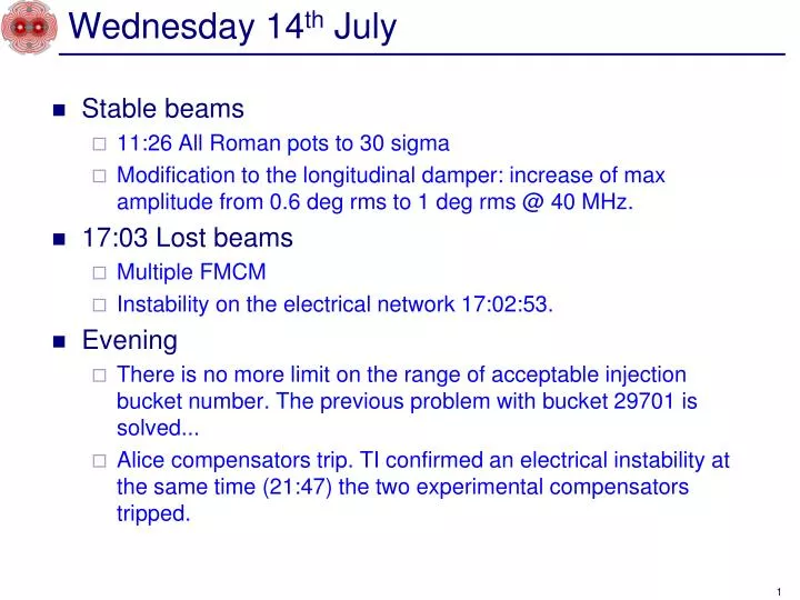 wednesday 14 th july