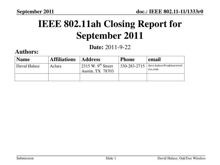 ieee 802 11ah closing report for september 2011