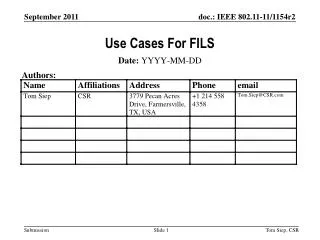 Use Cases For FILS