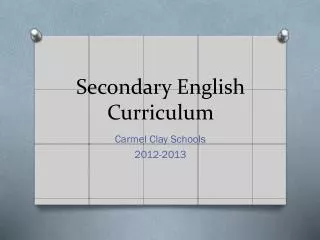 Secondary English Curriculum