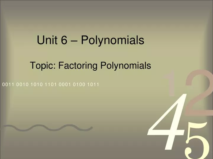 unit 6 polynomials