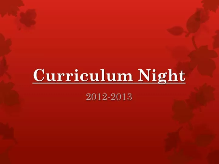 curriculum night