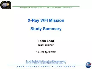 X-Ray WFI Mission Study Summary