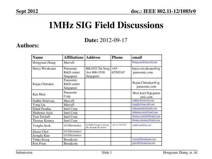 1mhz sig field discussions