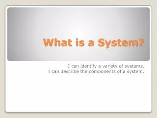 What is a System?