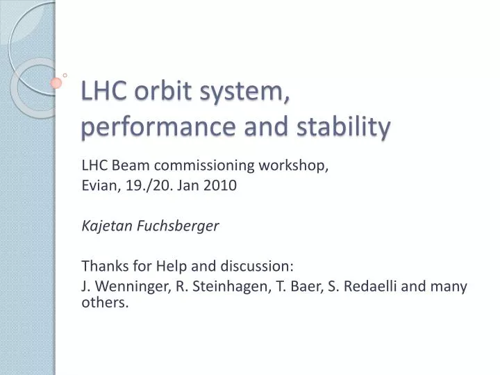 lhc orbit system performance and stability