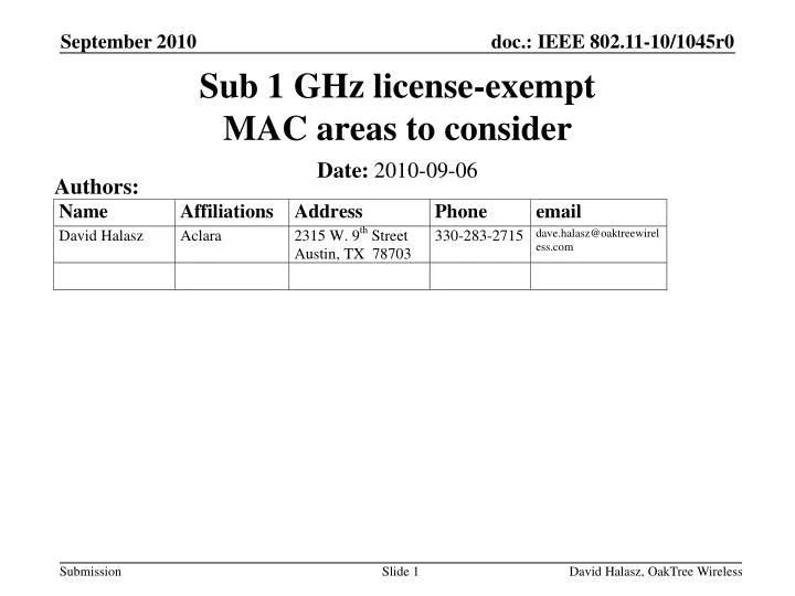 sub 1 ghz license exempt mac areas to consider