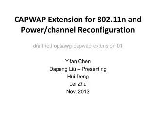 CAPWAP Extension for 802.11n and Power/channel Reconfiguration
