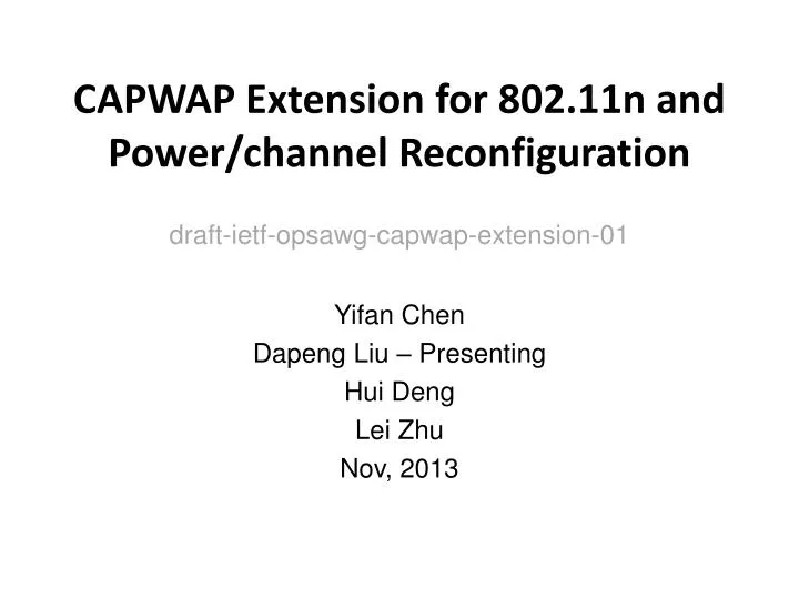 capwap extension for 802 11n and power channel reconfiguration