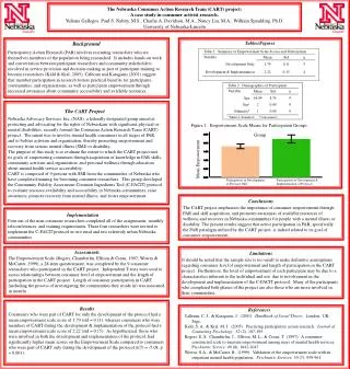 The Nebraska Consumer Action Research Team (CART) project: