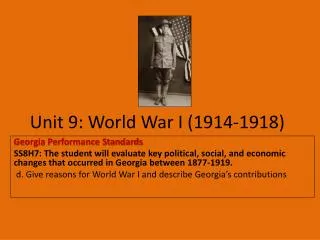 Unit 9: World War I (1914-1918)