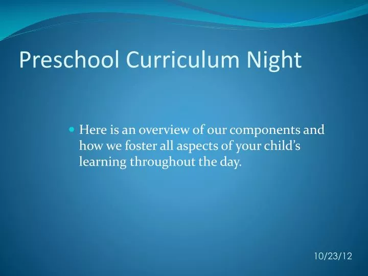 preschool curriculum night