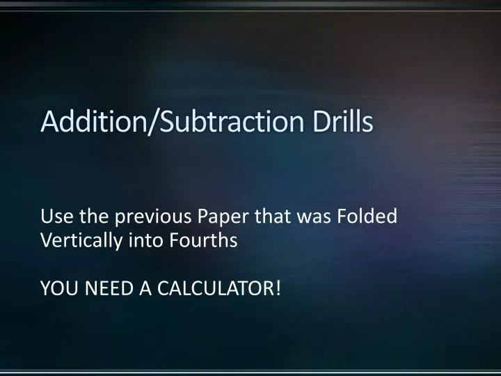 addition subtraction drills