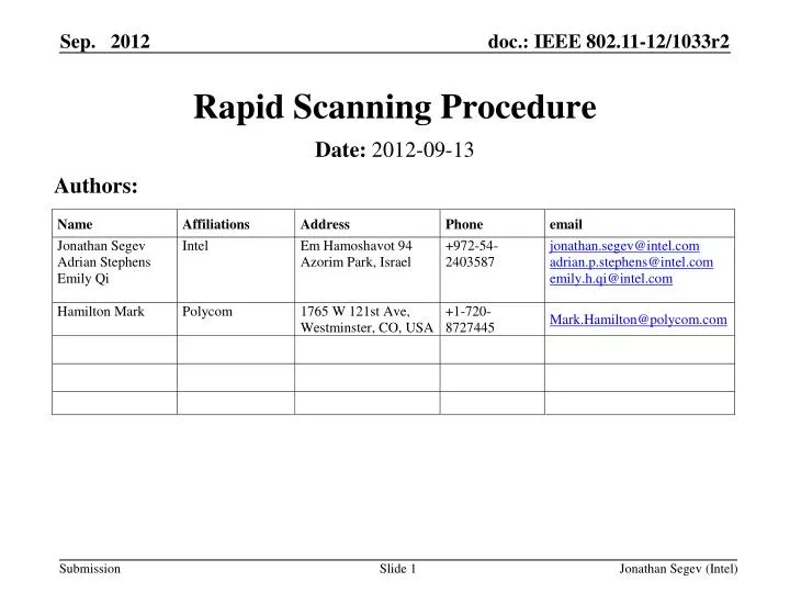 rapid scanning procedure